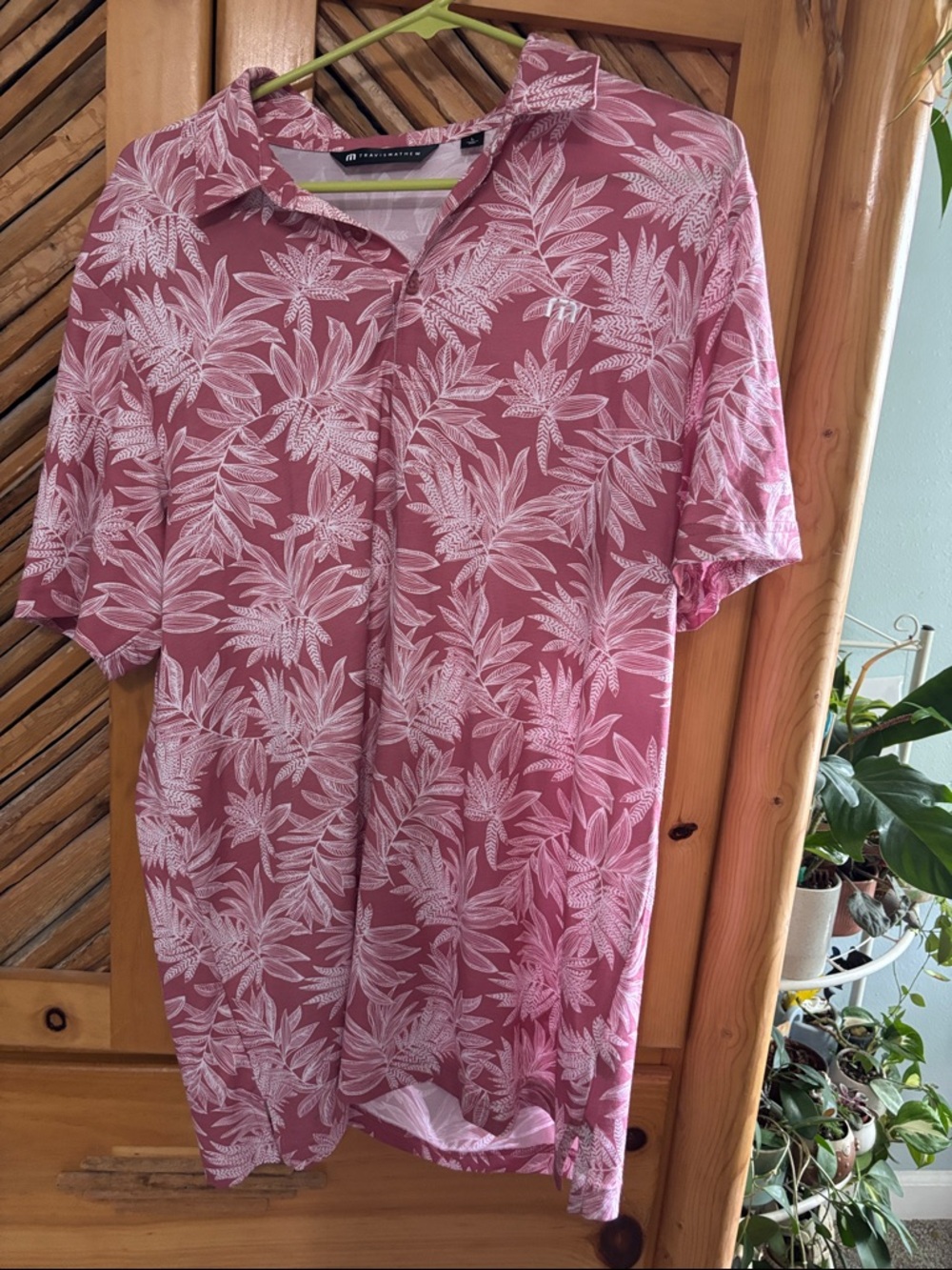 Travis Mathew Rose Pink Tropical Print Short-Sleeve polo shirt